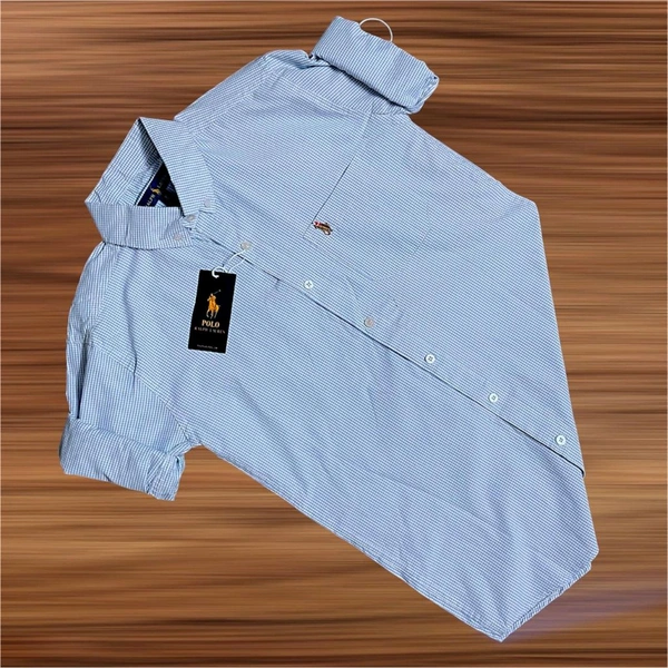 The Caba RL POLO Shirt Regular fit Sky Blue Checkd Formal Shirt - XL-42
