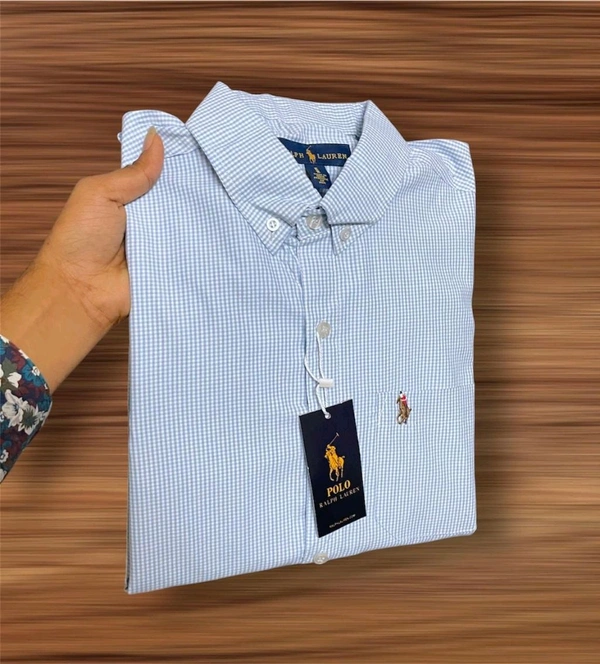 The Caba RL POLO Shirt Regular fit Sky Blue Checkd Formal Shirt - XXL-44