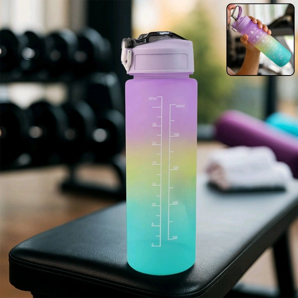 Motivational Water Bottle with Straw & Time Marker (1 Piece)