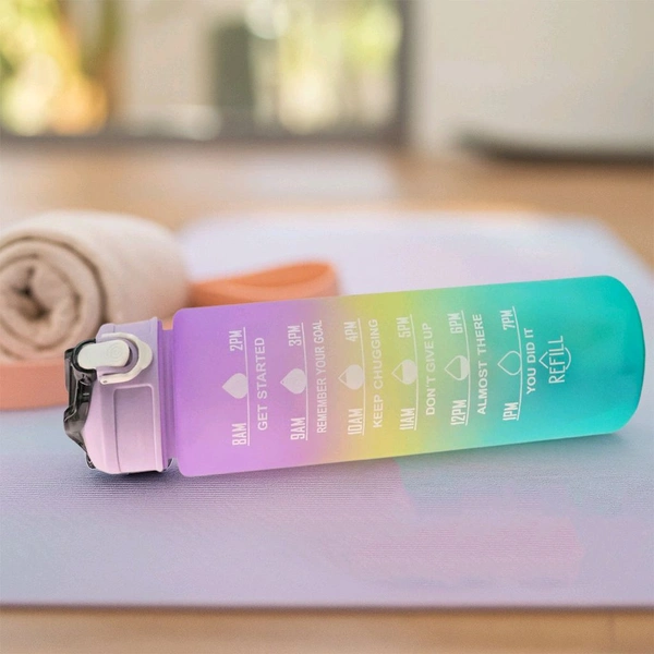 Motivational Water Bottle with Straw & Time Marker (1 Piece)