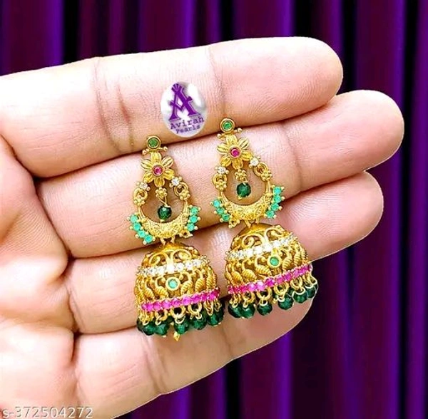 Attractive Trendy Designer CZ Jhumkash With Pearls Beats For Women &girls