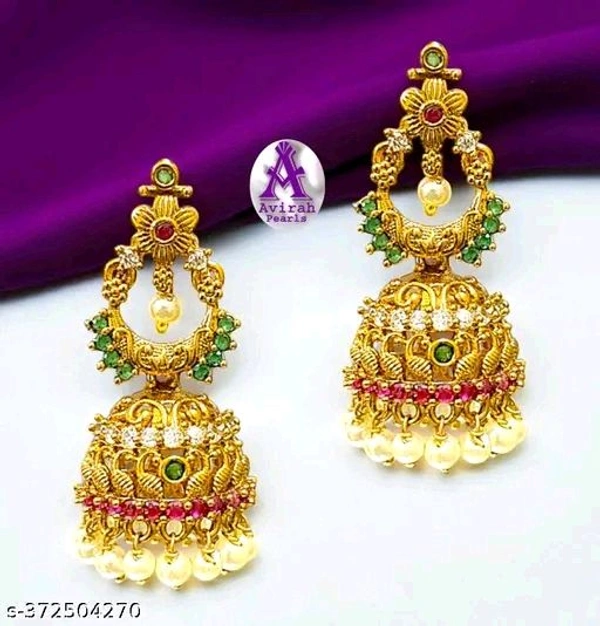 Attractive Trendy Designer CZ Jhumkash With Pearls Beats For Women &girls