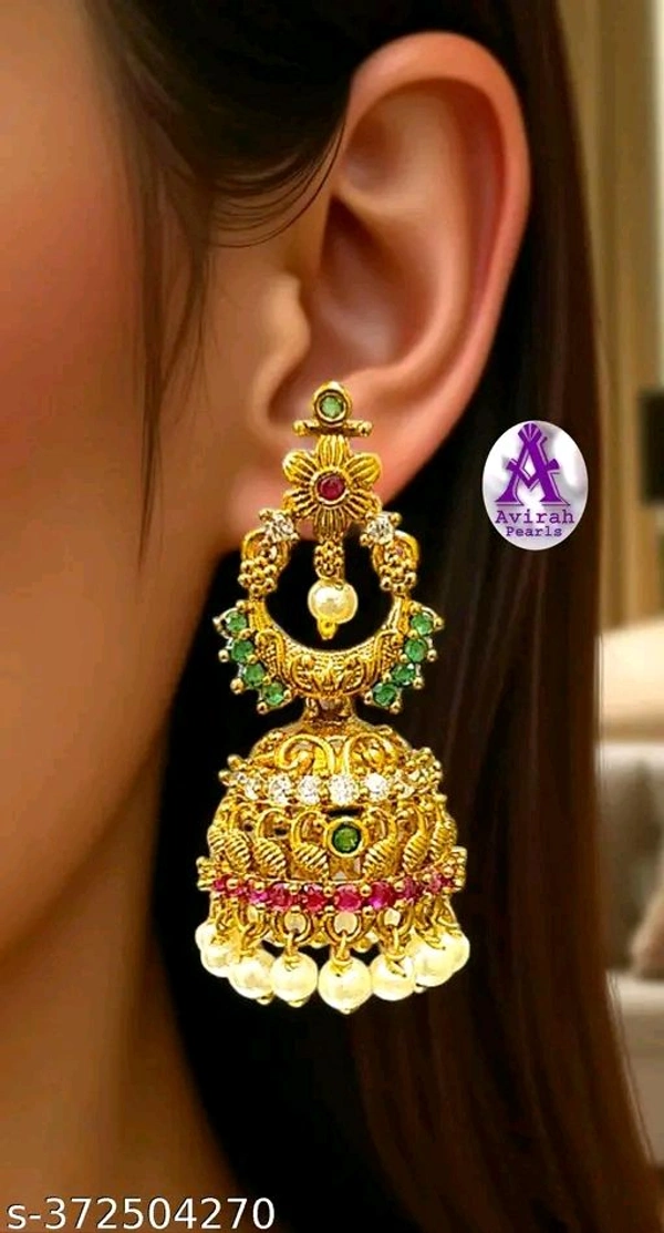 Attractive Trendy Designer CZ Jhumkash With Pearls Beats For Women &girls