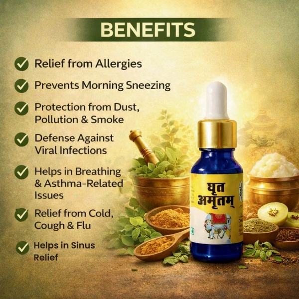 Only Ayurved Ghrit Amrit Nasy Ghee – Ayurvedic Sinus & Allergy Relief, Cold & Respiratory Support