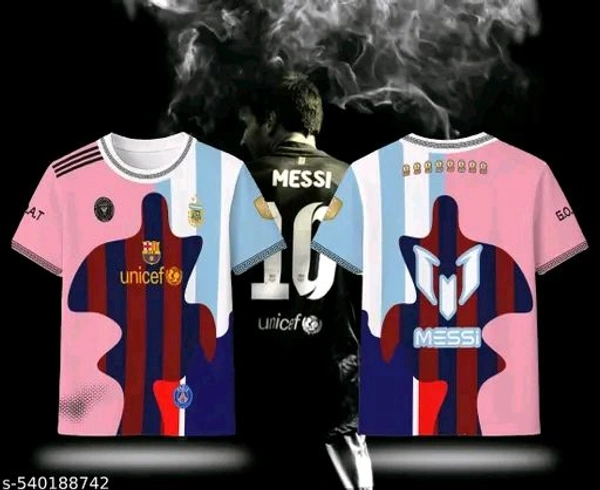 "Celebrate Messi’s legendary journey with this all-clubs mixed jersey—featuring designs from Barça, PSG, Inter Miami & Argentina. A must-have for true fans. Stylish, breathable, and perfect for any occasion. COD & pan-India delivery!"