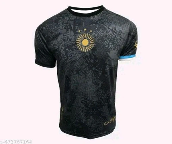 Messi Black Argentina Edition Jersey
Sleek black jersey with gold detailing, inspired by Argentina’s World Cup victory. Features Messi’s iconic number 10, a golden GOAT symbol, and subtle pattern prints. Stylish, breathable & made for true fans.