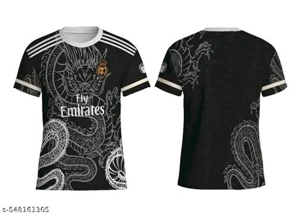 Real Madrid Dragon Edition Jersey
Bold black jersey featuring an intricate dragon design with Real Madrid's iconic crest and Fly Emirates branding. A unique blend of tradition and power—perfect for fans who want to stand out in style.