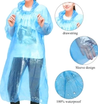 Reusable Family Rain Poncho – Waterproof Hooded - Malibu, S