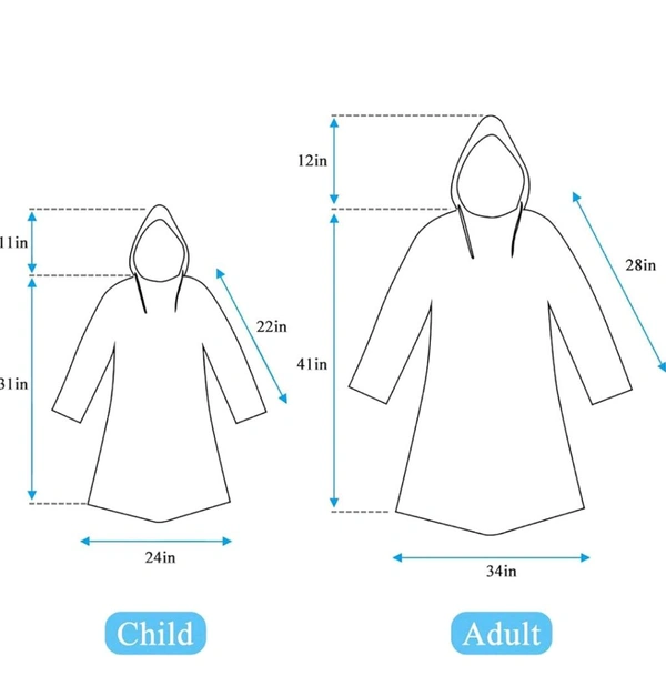 Reusable Family Rain Poncho – Waterproof Hooded - Malibu, S