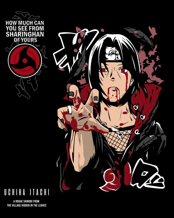 Selvy ™ Men's Black Itachi Moment Graphic Printed Oversized T-shirt - Black, M