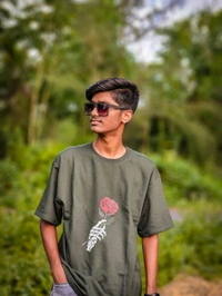 Selvy ™ Stylish Printed Fake Smile Oversized T-shirt - Dark Fern, M