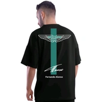 Selvy ™ Aston Martin Fernado Alonso Unisex Motorsport Oversized T-Shirt - Black, M