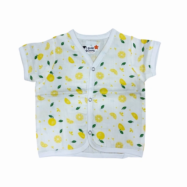 Muslin Button Jabla | Half Sleeve | 100% Cotton - 6-9m