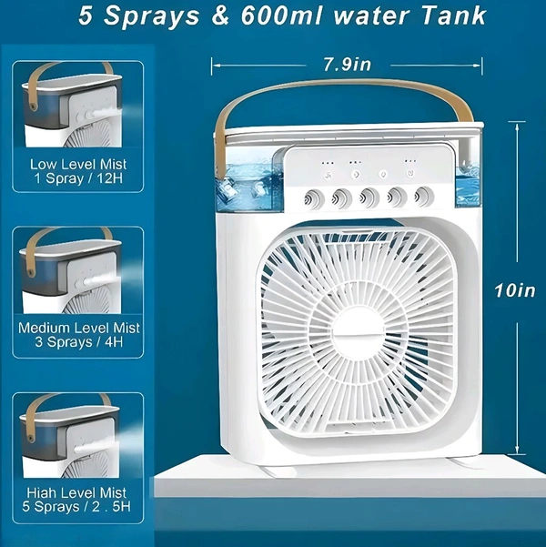 Mini Air Cooler With 3-speed Fan. Portable USB - White, Free Size