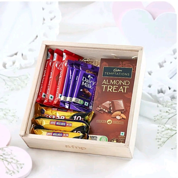 QuickPickDelhi Deluxe Chocolate Gift Hamper β Premium Treats in Wooden Box