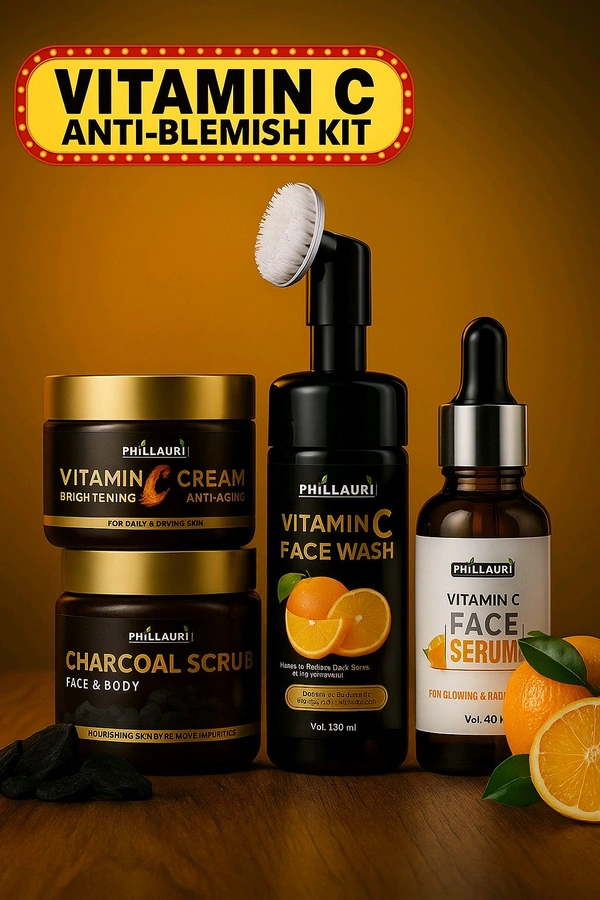 45Vitamin C Face wash foaming (150 ml) + Vitamin c serum (30 ml) + Vitamin C cream (whitening cream) (30 G) + Charcoal Scrub (100 G)
