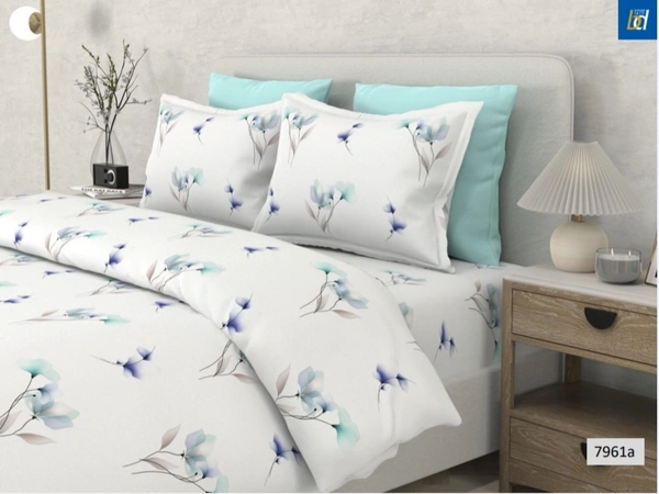 Bombay Dyeing Cotton Bedsheet King Size Double Bed Sheet 108 Inch X 108 Inch With 2 Pillow Cover - 2.74 M X 2.74 M