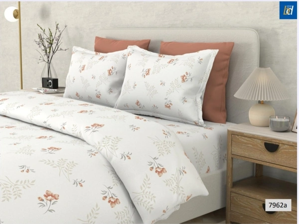 Bombay Dyeing Cotton Bedsheet King Size Double Bed Sheet 108 Inch X 108 Inch With 2 Pillow Cover - 2.74 M X 2.74 M