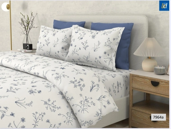 Bombay Dyeing Cotton Bedsheet King Size Double Bed Sheet 108 Inch X 108 Inch With 2 Pillow Cover - 2.74 M X 2.74 M