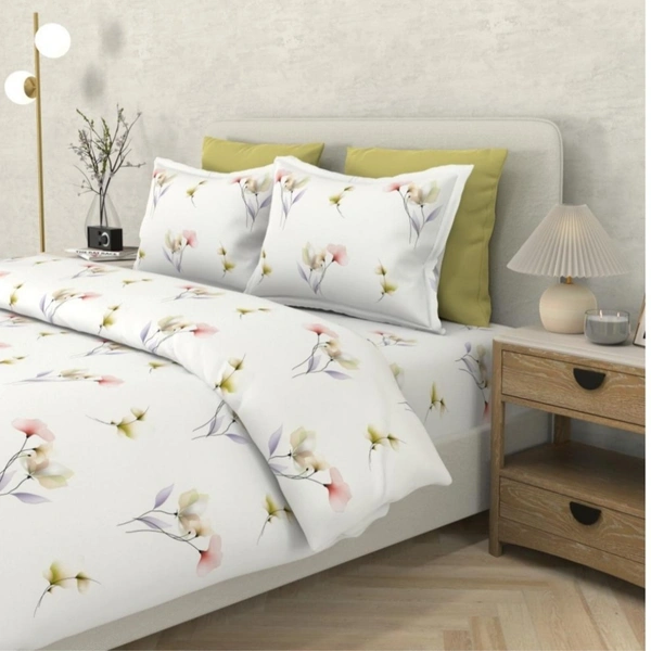 Bombay Dyeing Cotton Bedsheet King Size Double Bed Sheet 108 Inch X 108 Inch With 2 Pillow Cover - 2.74 M X 2.74 M