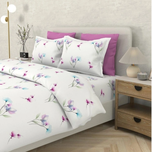 Bombay Dyeing Cotton Bedsheet King Size Double Bed Sheet 108 Inch X 108 Inch With 2 Pillow Cover - 2.74 M X 2.74 M