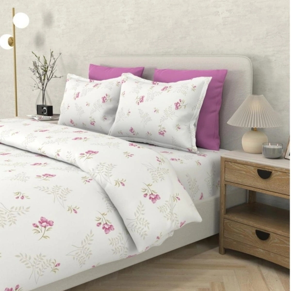 Bombay Dyeing King Size Bedsheet Cotton Bed Sheet 9 Feet X 9 Feet With 2 Pillow Covers - 2.74 M X 2.74 M