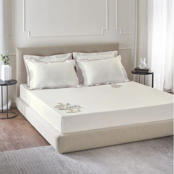 Ddecor Premium Embroidery King Size Bedsheets - 2.74 M X 2.74 M