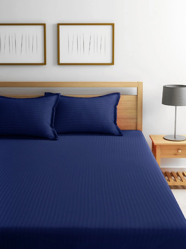 King Size Bedsheet Stripes 100 % Cotton Heavy Tc 108" X 108" - 2.74 M X 2.74 M