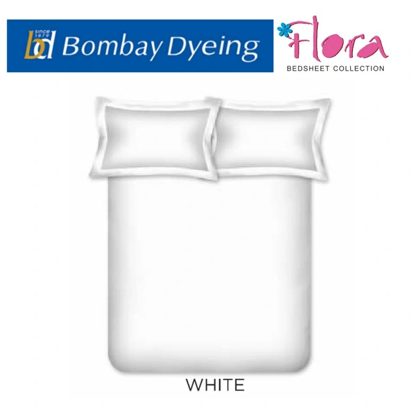 Bombay Dyeing white flora king size bedsheets - 2.74 M X 2.74 M
