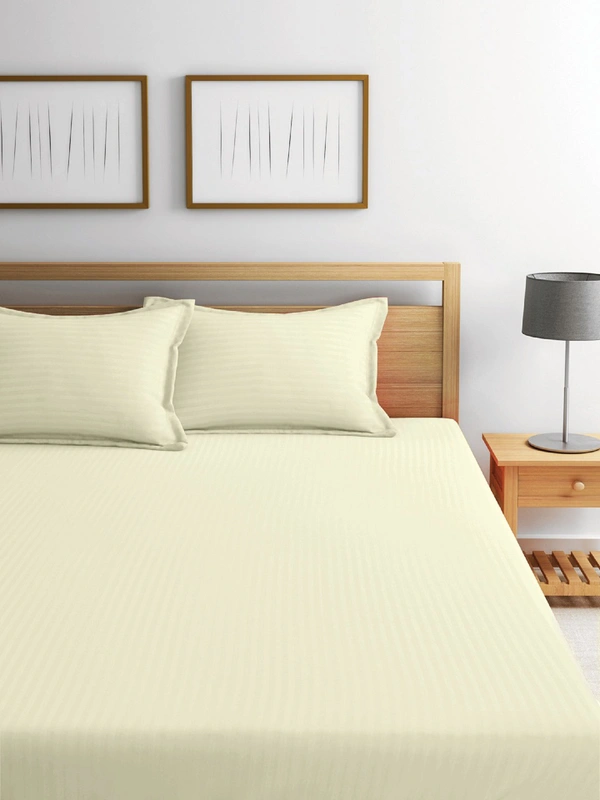 King Size Bedsheet Stripes 100 % Cotton 210 Tc 108" X 108" - 2.74 M X 2.74 M