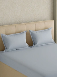 King size Bed sheet Plain 300 Tc Cotton Double Bedsheet Light Grey - 2.74 M X 2.74 M