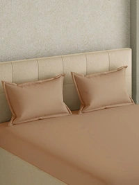 King size Bed sheet Plain 300 Tc Cotton Double Bedsheet - 2.74 M X 2.74 M