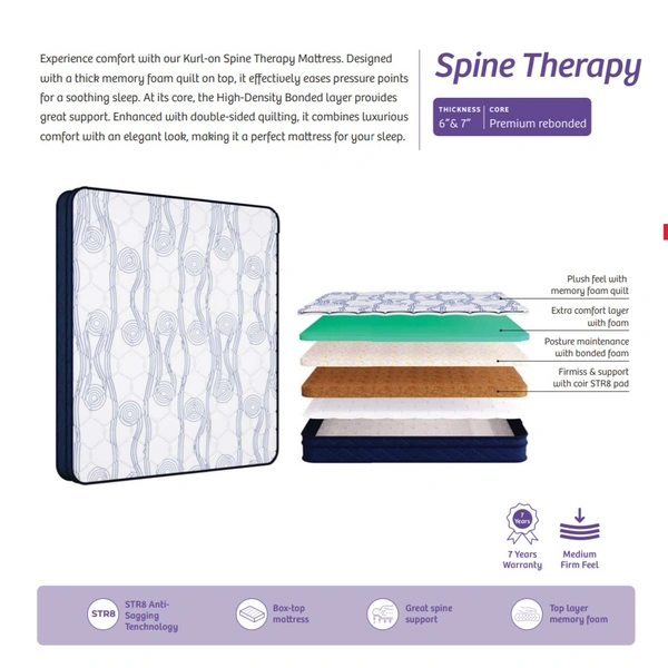 Kurlon Spine Therapy 7 Inch Orthopedic Mattress Kurlon Memory Foam Bonded Mattress In Ahmedabad