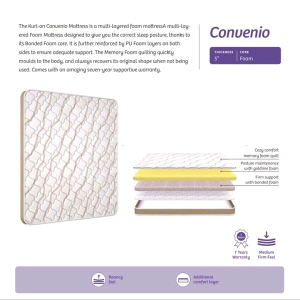 Kurlon Convenio Mattress Memory Foam Mattress in Ahmedabad India - 75 X 30, 5 Inch Thickness