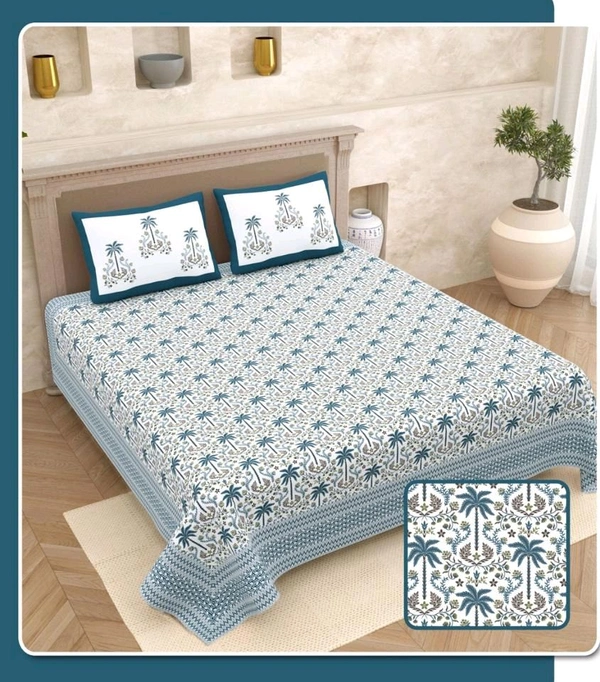 Super King Size Bedsheets 10 feet x 10 feet Bedsheet With 2 Pillow Cover Jaipur Bedsheet - 3.00 M X 3.00 M