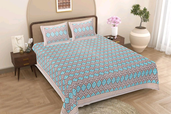 Jaipur King Size Bed Sheet Double bedsheet  Shop Online 108 Inch X 108 Inch With 2 Pillow Cover 