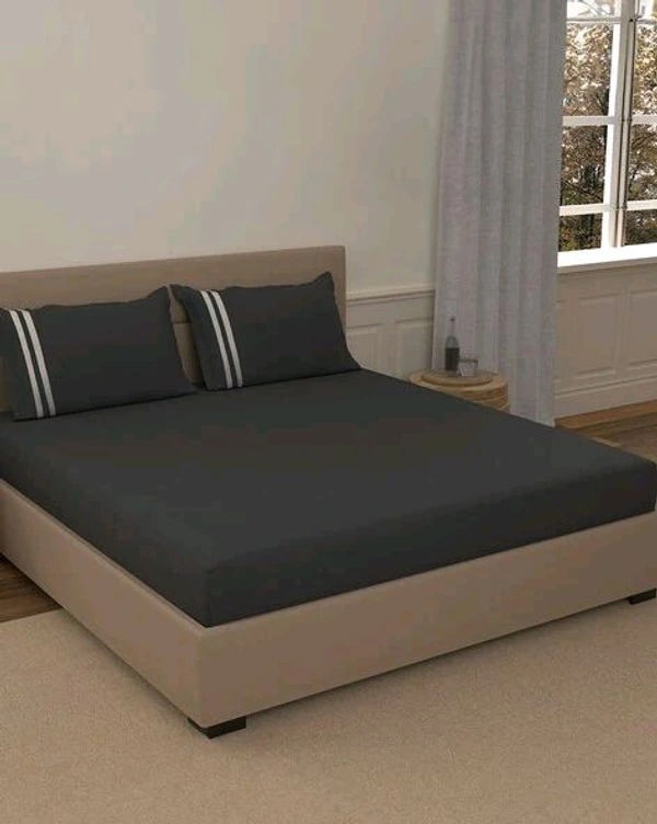 Portico Bedsheet King Size Dark Grey Plain Bedsheet Heavy Tc 108 X 108 Inch - 2.74 M X 2.74 M