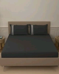 Portico Bedsheet King Size Dark Grey Plain Bedsheet Heavy Tc 108 X 108 Inch - 2.74 M X 2.74 M