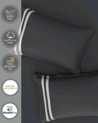 Portico Bedsheet King Size Dark Grey Plain Bedsheet Heavy Tc 108 X 108 Inch - 2.74 M X 2.74 M