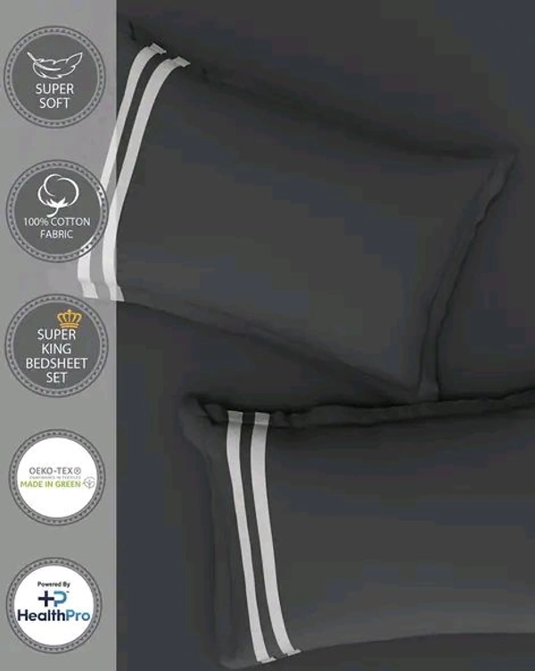 Portico Bedsheet King Size Dark Grey Plain Bedsheet Heavy Tc 108 X 108 Inch - 2.74 M X 2.74 M