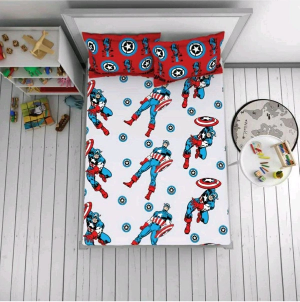 Kids Single / Double Bedsheet Marvel Avengers Welspun Bed Sheet - 2.24 M X 2.54 M, Double