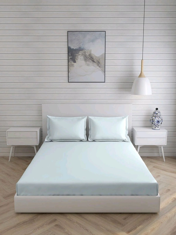 King size BedSheet Plain 400 Tc Cotton Double Bed sheet Heavy Tc 108" X 108" Colour - 2.74 M X 2.74 M