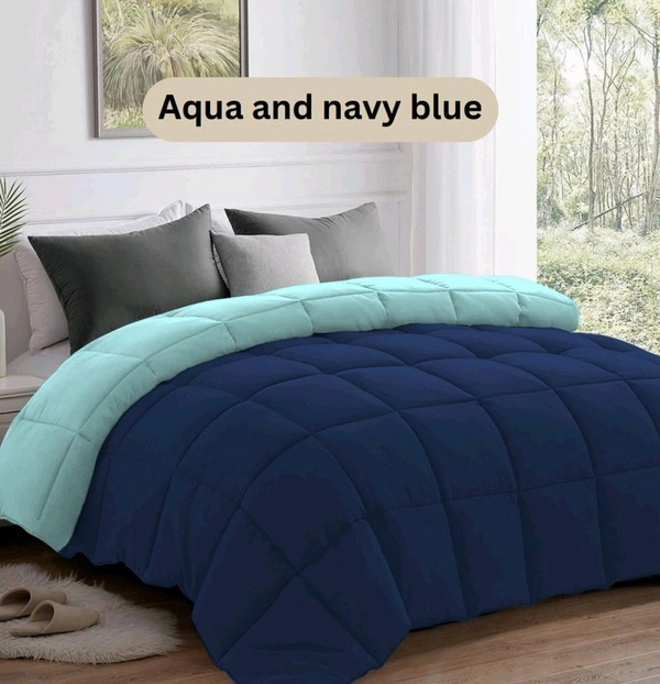 Comforter Double Bed Size Heavy Quality Very Soft Feel Reviersable Comforter Aqua and Navy Blue - 2.24 M X 2.54 M