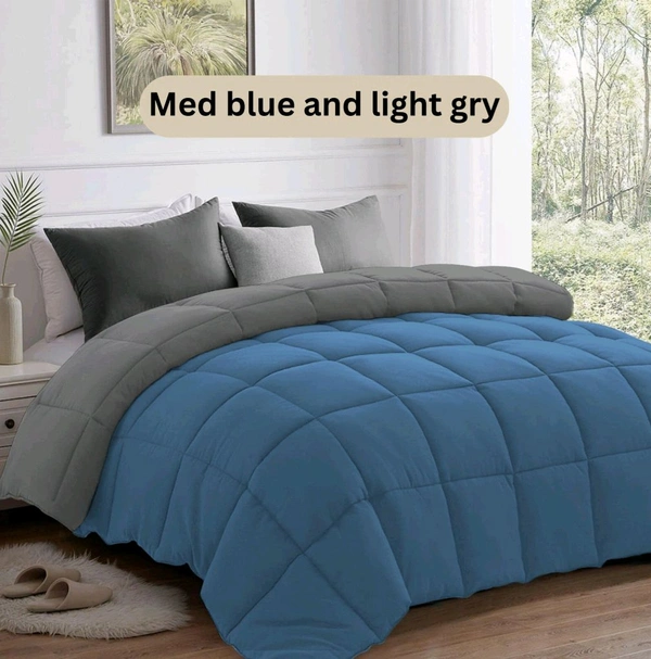 Comforter Double Bed Size Heavy Quality Very Soft Feel Reviersable Comforter Med Blue And Light Grey - 2.24 M X 2.54 M