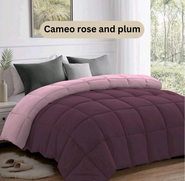 Comforter Double Bed Size Heavy Quality Very Soft Feel Reviersable Comforter Cameo Rose And Plum Plain - 2.24 M X 2.54 M