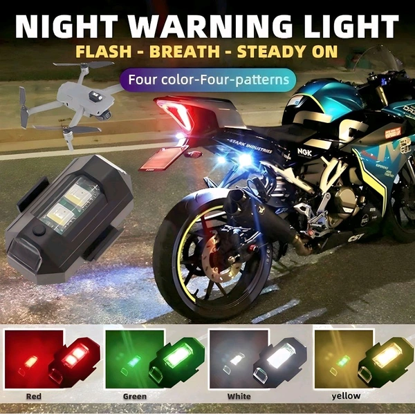 AutoGnix 7 Colors LED With 3 Flashing Mode Aircraft Strobe USB Rechargeable Light KitV Tail Light Motorbike, Car LED (12 V, 15 W) (Universal For Bike, Pack of 2) - White