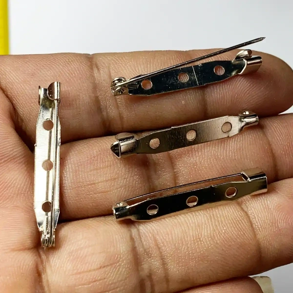 3-Hole Silver Color Brooch Clasps for Jewellery Making - 10 pieces