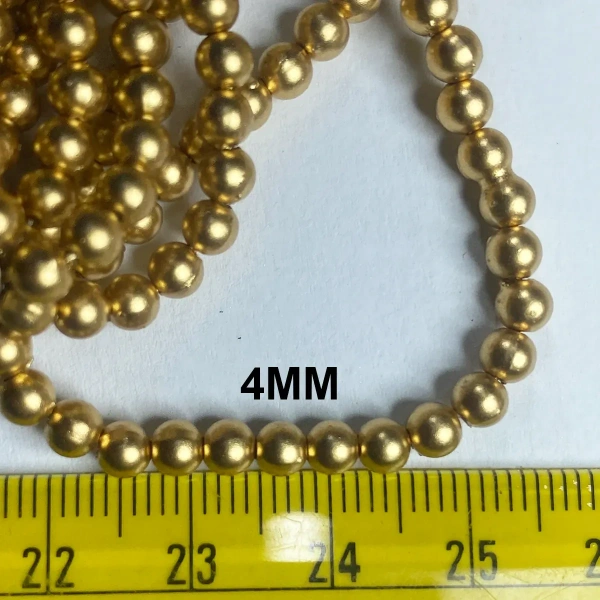 Bunch Beads – 5 Bunches (Each 12 Lines) – Dull Gold – A1 Quality - 4MM, 5 Bunch (60Lines)