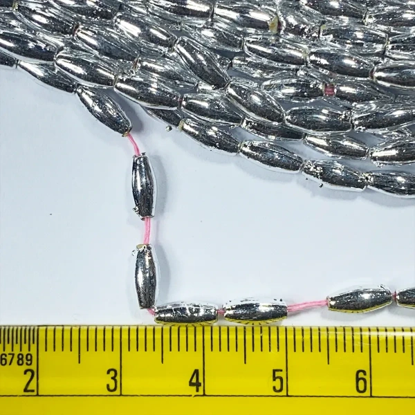 4MM Silver Beads Bunch 12 line Eye Shape – A1 quality - Silver, 4MM, 1 Bunch (12Lines)