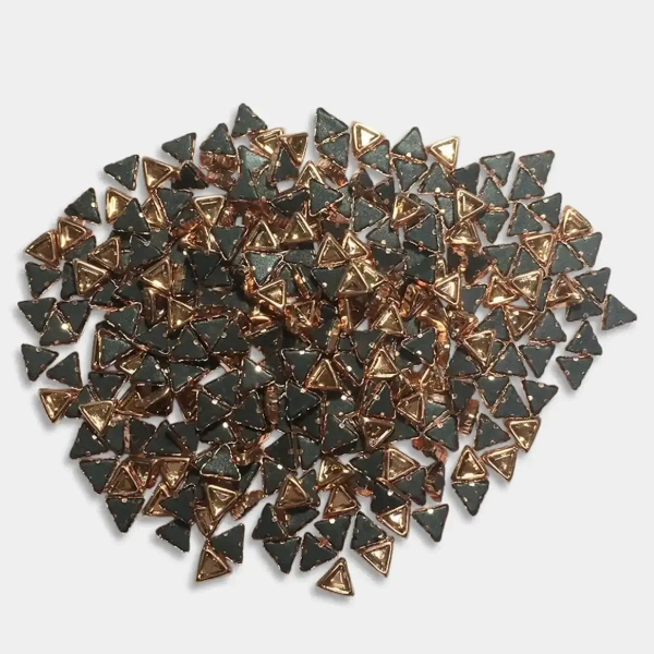 Kundan Stone 4mm Copper Color Flat Back Framed Triangle Shape - Copper, 50gms, 4MM, Triangle